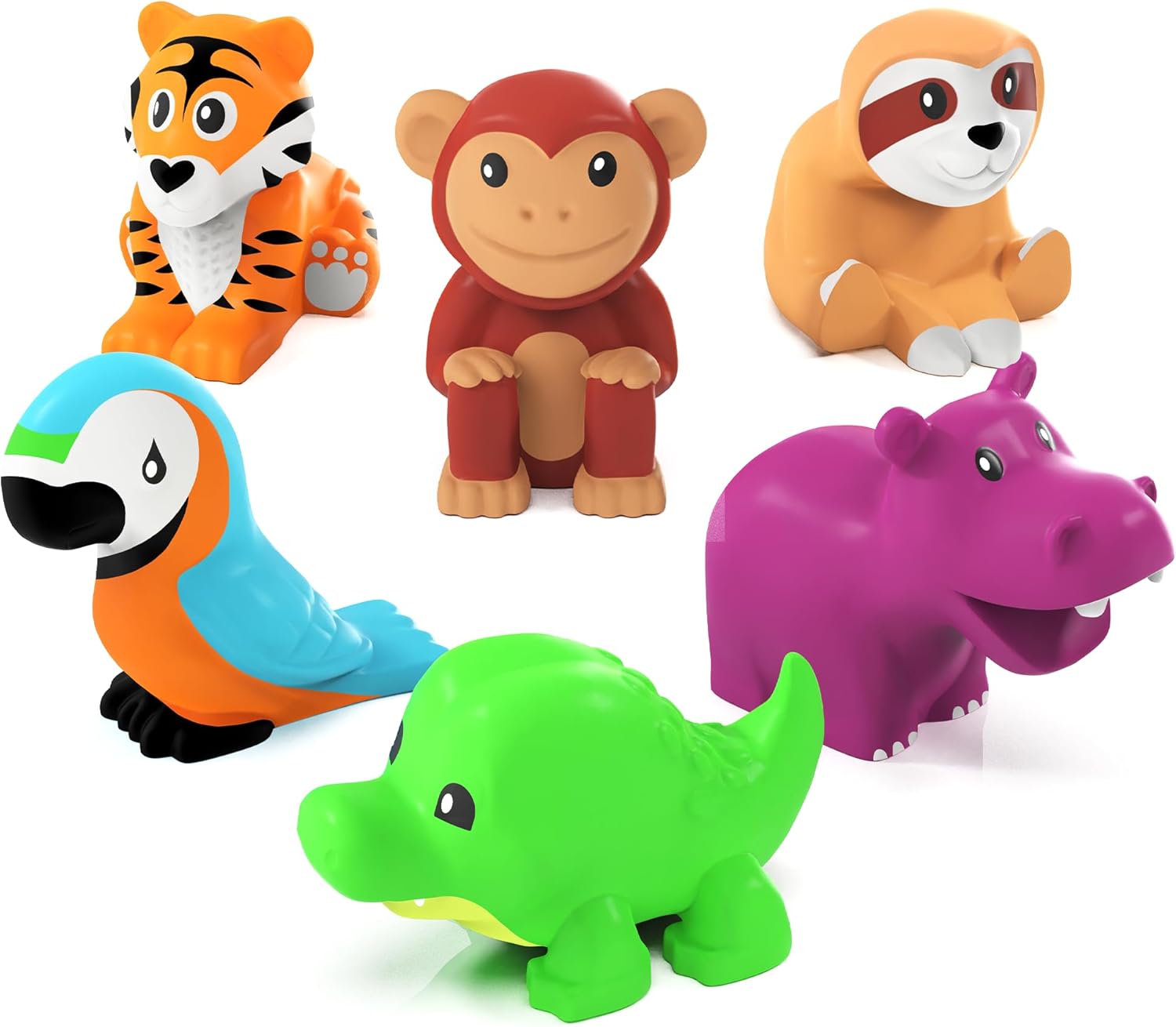 TimoTopia Mold-Free Bath Toys, 6-Pack No-Hole Soft Floating Bath Toy Set for Babies & Toddlers
