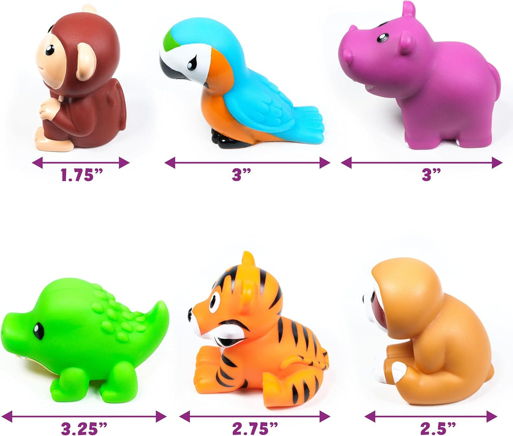 TimoTopia Mold-Free Bath Toys, 6-Pack No-Hole Soft Floating Bath Toy Set for Babies & Toddlers