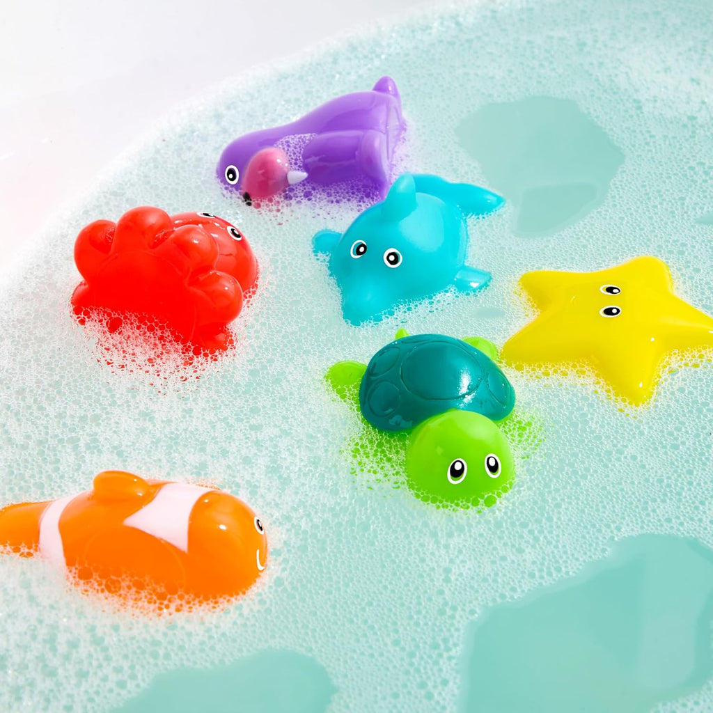 6-Piece Sea Animal Bath Toy Set, Mold-Free, No-Hole, Soft Floating Water Toys